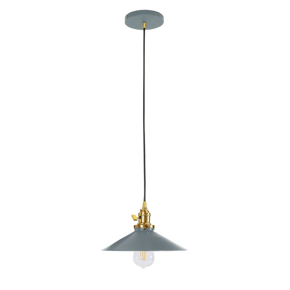 Montclair Lightworks PEB404-40-91 Uno 10" Pendant,  Slate Gray with Brushed Brass hardware
